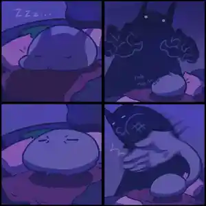 Jeb is woken up by his paralysis demon. He is cranky from being woken up, so he slaps him with his giant hand. 